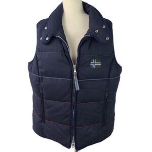 Napapijri Blue Red Orange Down Filled Puffer Vest Large